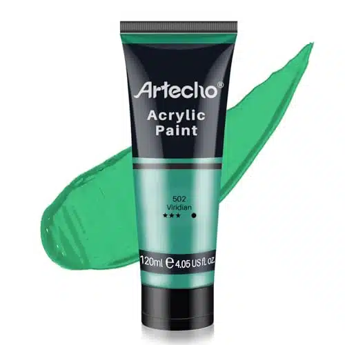 Artecho Professional Acrylic Paint, Viridian Green (ml  oz) Tubes, Art Craft Paints for Canvas, Rock, Stone, Wood, Fabric, Art Supplies for Artists, Adults, Students, Kids