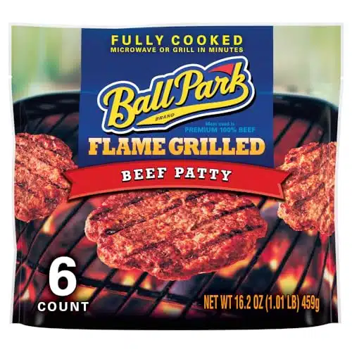 Ball Park Fully Cooked Flame Grilled Beef Patties, Count (Frozen)