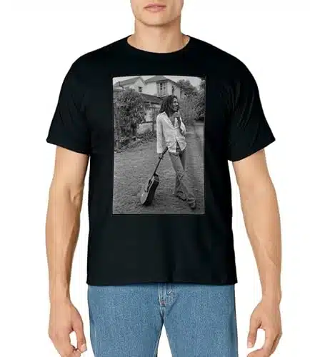 Bob Marley x David Burnett Black & White Guitar Photo T Shirt