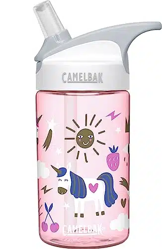 CamelBak eddy Kids Water Bottle   CamelBak Kids Big Bite Valve   Spill Proof   Water Bottle For Kids   BPA Free Water Bottle   oz, Unicorn Party