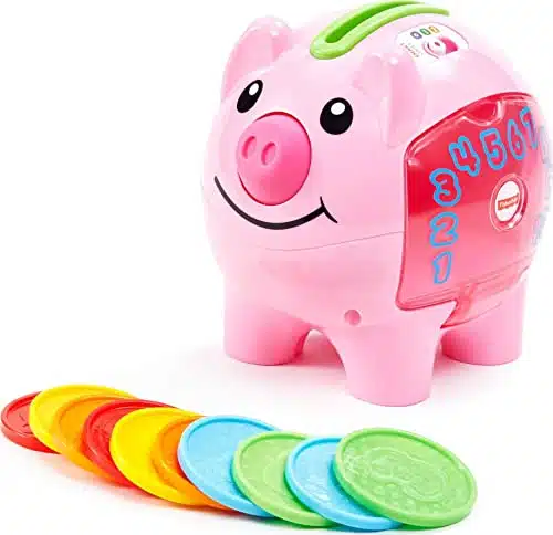 Fisher Price Laugh & Learn Baby Learning Toy Smart Stages Piggy Bank with Songs Sounds and Phrases for Infant to Toddler Play