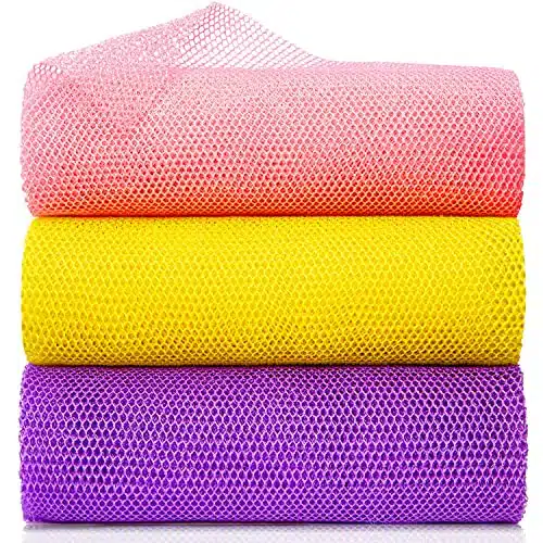 GIGULES, Pieces African Net Bath Sponge African Exfoliating African Scrubbing Long Net Rag African Wash Net Shower Body Scrubber, Yellow Pink Purple