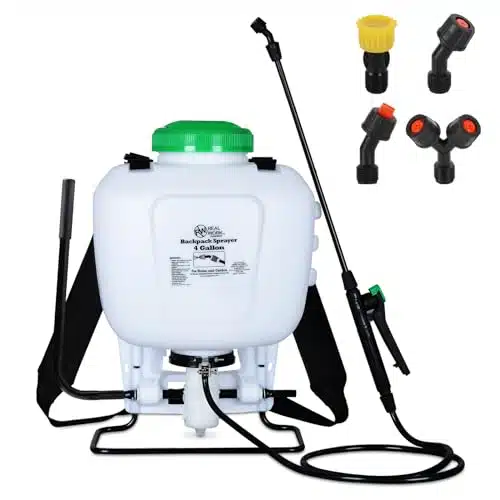 Gallon Backpack Sprayer with Padded Shoulder Strap for Pests & Weeds, Watering Garden, and Spraying Plants, in Translucent White by RealWork