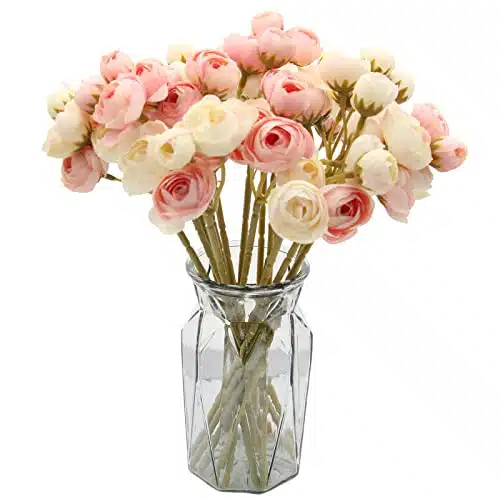 Hananona Pcs Artificial Silk Rose Flowers Persian Ranunculus Bouquet Asian Buttercup,Suitable for Core Decorations,Weddings,Home (Pink, )