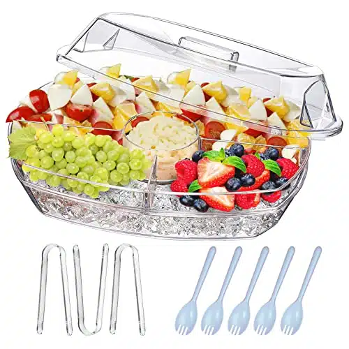 INNOVATIVE LIFE Fruit Trays for Serving for Party, Inch Appetizer Serving Tray on Ice,Party Platters for Serving Food, Clear