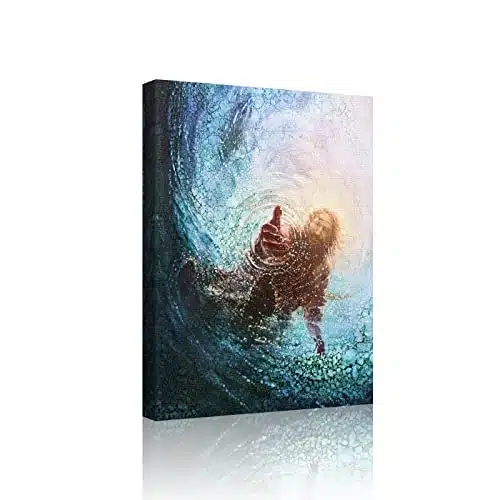 Jesus Christ Canvas Wall Art The Hand of God Poster Modern Religious HD Framed Print Painting Picture Artwork for Bedroom Living Room Decor x(Jesus, With Frame)