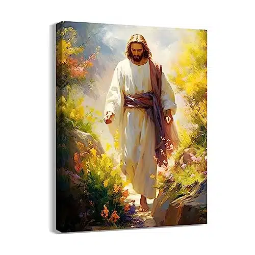 LSYESDLA Jesus Wall Art Painting Picture, Framed Christian God Canvas Print Poster Decor for Living Room, X(Jesus)