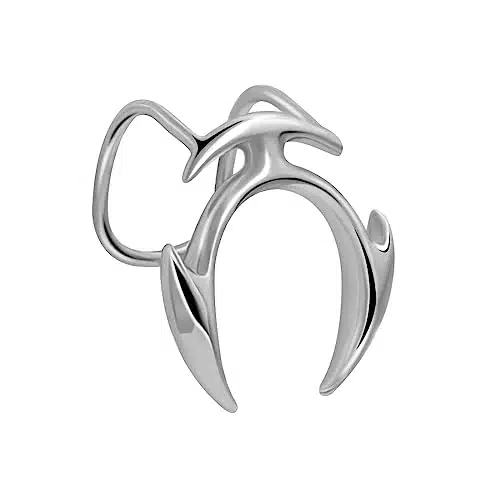 L'VOW Cyber Punk Futuristic Unisex Lip Wrap Cuff Irregular Non Piercing Lip Clip Jewelry Cyborg Face Accessories(Silver )