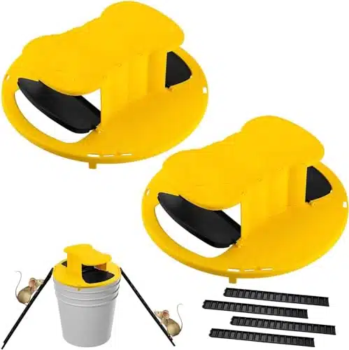 Mouse Trap Bucket Bucket Lid Rat Trap,Auto Reset Multi Catch Humane Rat Trap for Indoor Outdoor, Compatible Gallon Bucket Pack