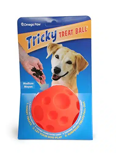 Omega Paw Authentic Tricky Treat Ball   Medium,Orange