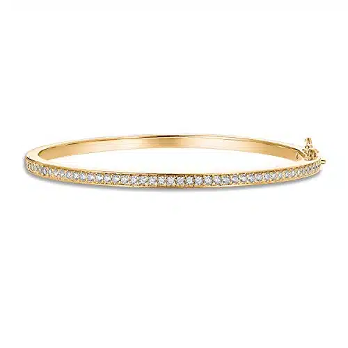 PAVOI K Gold Plated Cubic Zirconia Bangle Classic Tennis Bracelet  Yellow Gold Bracelets for Women  Inches