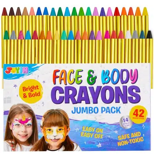 PCS Face and Body Paint Crayons, Face Painting Kit Safe and Non Toxic Ultimate Party Pack Including etallic Colors for Birthday Makeup Party Supplies, Festivals, Gifts for Kid