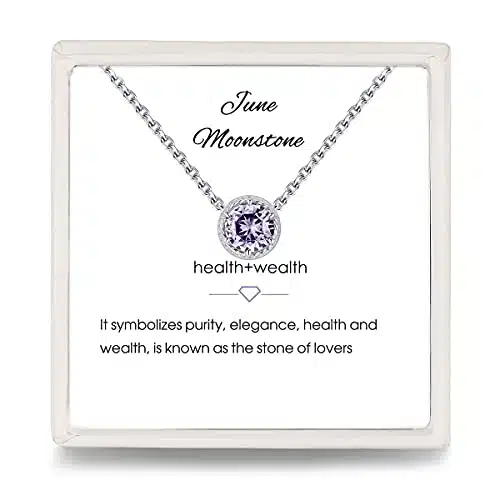 Presentski June Gemini Birthstone Necklace Sterling Silver Alexandrite Pendant Mini Solitaire Necklace with Birthstone