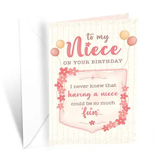 Prime Greetings Birthday Card For Niece, Made in America, Eco Friendly, Thick Card Stock with Premium Envelope in x in, Packaged in Protective Mailer