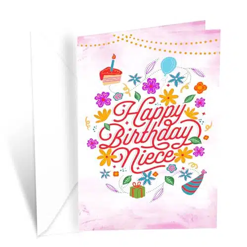 Prime Greetings Niece Birthday Card, Made in America, Eco Friendly, Thick Card Stock with Premium Envelope in x in, Packaged in Protective Mailer