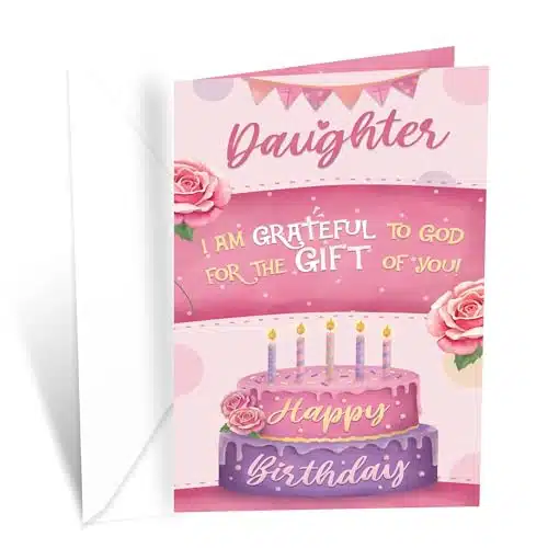 Prime Greetings Religious Birthday Card For Daughter, Made in America, Eco Friendly, Thick Card Stock with Premium Envelope in x in, Packaged in Protective Mailer