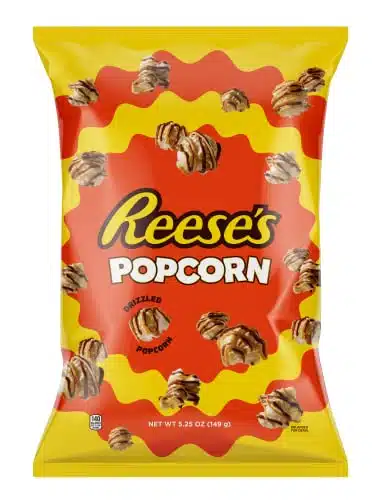 Reese's Popcorn, oz Grocery Sized Bag, Popcorn Drizzled in Reese's Peanut Butter and Chocolate, Ready to Eat, Savory Snack, Sweet and Salty Snacks