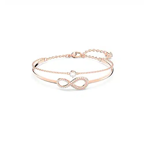 SWAROVSKI Women's Infinity Crystal Jewelry Collections, Rhodium & Rose Gold Tone Finish,Bangle Bracelet   Rose Gold Tone