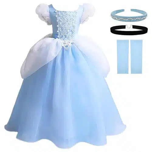 TYHTYM Cinderella Costumes Girls Princess Dress Up Fancy Halloween Christmas Party