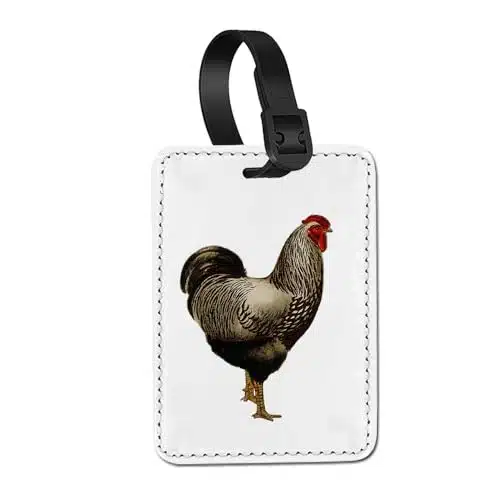 WIRESTER PU Leather Luggage Tag Name Tag Bag Tag for Travel Suitcase Baggage Luggage   Silver Laced Wyandotte Chicken