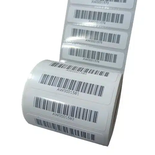 YunBo Asset Tags Pre Printed with Barcode Laebles Bright White Adhesive Label Random Numbers