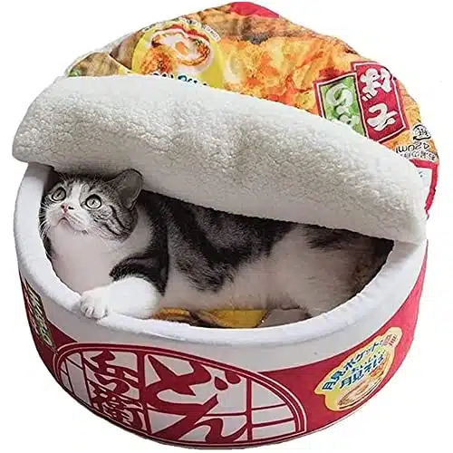  Ramen Noodle Dog & Cat Bed,Keep Warm and Super Soft Creative Pet Nest for Indoor Cats,Removable Washable Cushion for Small Medium Large Dogs and Cats