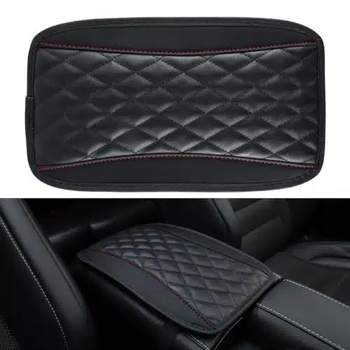 Amiss Car Center Console Cushion Pad, Universal Waterproof Car Armrest Seat Box Cover, Car Interior Accessories, PU Leather Auto Armrest Cover Protector for Most Vehicle, SUV,