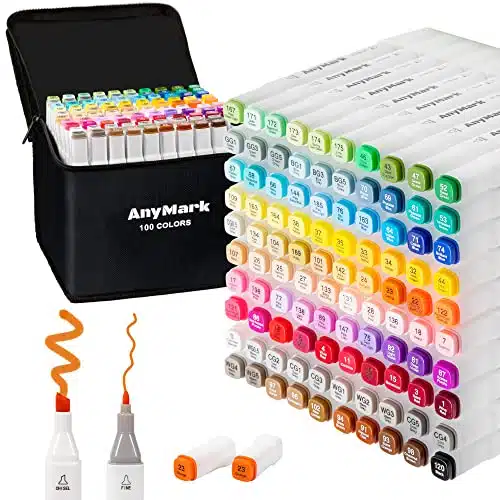 AnyMark Alcohol Markers, Colors Alcohol Markers Set, Dual Tips Alcohol Based Art Markers for Kids Adult Artists Drawing Coloring Sketch, Chisel & Fine Tips