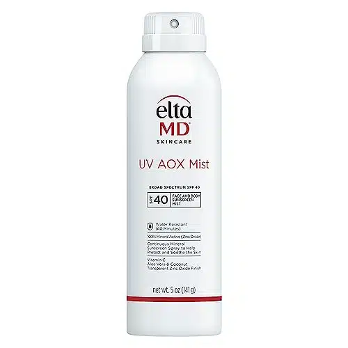 EltaMD UV AOX Mist Mineral Sunscreen Spray, SPF Body Sunscreen Spray Broad Spectrum Formula Protects from UVAUVB Rays Water Resistant up to inutes Made with Zinc Oxide, oz Spr