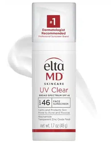 EltaMD UV Clear Face Sunscreen, SPF Oil Free Sunscreen with Zinc Oxide, Protects and Calms Sensitive Skin and Acne Prone Skin, Lightweight, Silky, Dermatologist Recommended, o