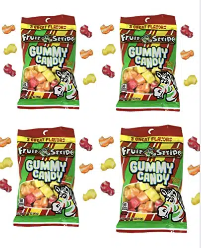 Ferara Zebra Fruit Stripe Gummy Candy Gummies   Great Flavors   Total Gummies, Ounce (Pack of )