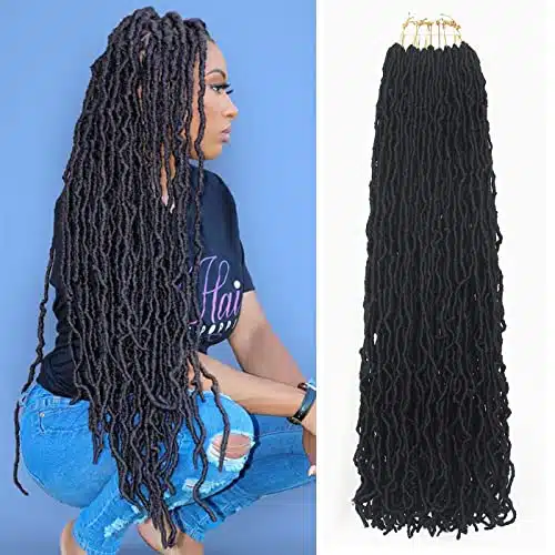 Inch Soft Locs Crochet Hair Packs Faux Locs Crochet Hair Pre Looped Locs Hair Braids Goddess Locs Hair Black Distressed New Locs for Black Women(Inch (Packs of ), B#)