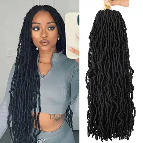 Inch Soft Locs Crochet Hair Pre Looped Packs Faux Locs Crochet Braids Goddess Locs Dreadlocs Hair For Black Women (B, Inch (Pack of ))