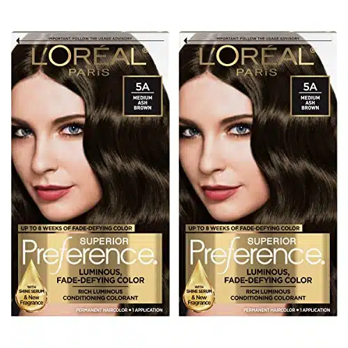 L'Oreal Paris Superior Preference Fade Defying + Shine Permanent Hair Color, A Medium Ash Brown, Pack of , Hair Dye