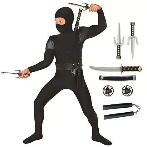 Morph Kids Ninja Costume for Boys, Ninja Costumes for Boys, Kid Ninja Costume for Boy, Boys Ninja Halloween Costumes for Boys   Size Small