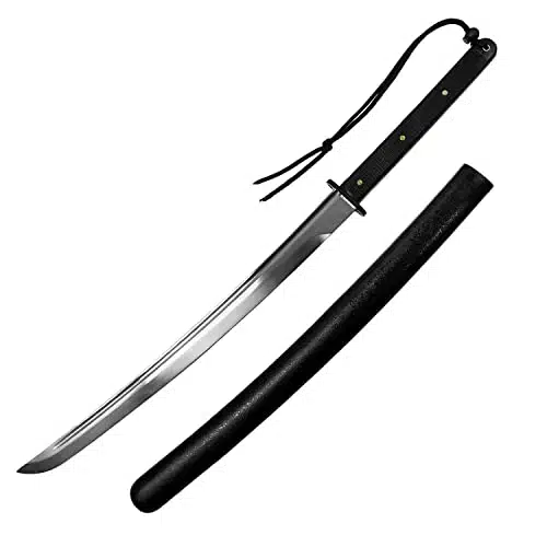 Musha Handmade Tactical Samurai Wakizashi with Carbon Steel Full Tang Blade. for Collections for Beginner, Straw Mat Cutting Training Practice (Wakizashi)