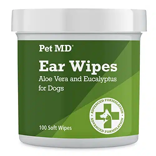 Pet MD   Dog Ear Cleaner Wipes   Otic Cleanser for Dogs to Stop Ear Itching, and Infections with Aloe and Eucalyptus   Count