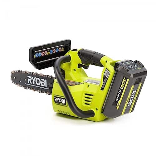 RYOBI V HP Brushless in. Top Handle Battery Chainsaw with Battery and Charger, RY