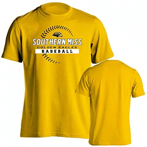 Southern Miss Baseball Seams Collegiate Fan T Shirt Gold XL