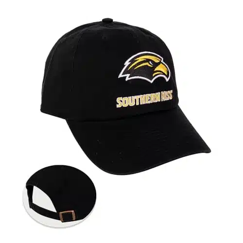 University of Southern Mississippi Miss Baseball Hat USM Golden Eagles Brimmed Embroirderd Hats Cap Adjustable Cloth Strap Adult (Style A)