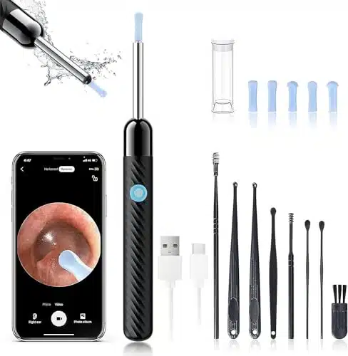 Ear Wax Removal   Earwax Remover Tool with Pcs Ear Set   Ear Cleaner with Camera   Earwax Removal Kit with Light   Ear Camera with Ear Spoon   Ear Cleaner for iOS & Android (B