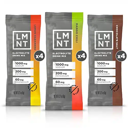 LMNT Keto Electrolyte Powder Packets  Paleo Hydration Drink Mix  No Sugar, No Artificial Ingredients  Fiesta Pack  Stick Packs