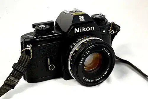 Nikon Em mm SLR Film Camera Black Body With Nikon F mount M FAI Manual focus Lens. (Renewed)