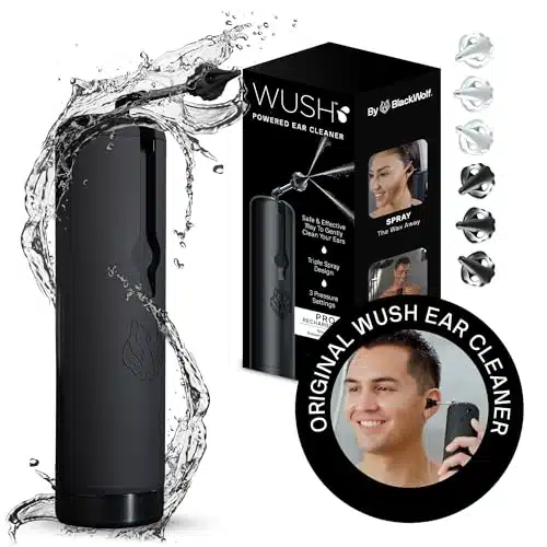 Wush Pro by Black Wolf   The Original Deluxe Water Powered Ear Cleaner with Reusable Replacement Tips by Black Wolf   Safe & Effective for Ear Wax Buildup   Electric Ear Wax R