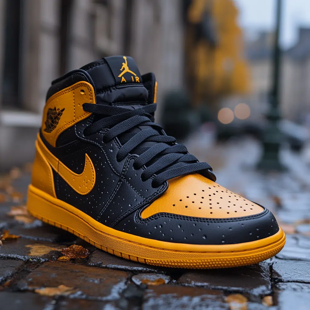 black and yellow jordans